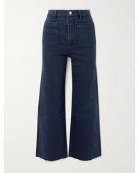 FRAME - The Anchor Verkürzte, Hoch Sitzende Jeans Mit Weitem Bein Und Fransen - Lyst