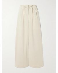 St. Agni - Gathered Cotton-Blend Wide-Leg Pants - Lyst