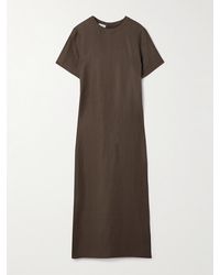 Brunello Cucinelli - Midikleid Aus Twill Mit Zierperlen - Lyst