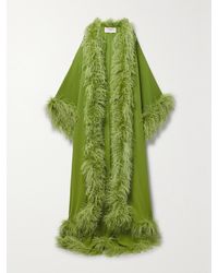 Valentino Garavani - Feather-Trimmed Silk Crepe De Chine Robe - Lyst
