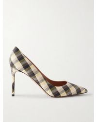 Aquazzura - Purist 85 Checked Raffia Pumps - Lyst