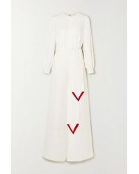 Valentino Belted Silk-cady Wide-leg Jumpsuit - White