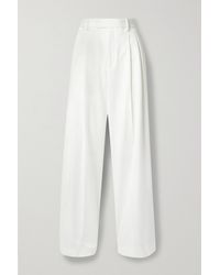 Partow - Bailey Two-tone Pleated Cotton-blend Twill Wide-leg Pants - Lyst