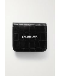 Balenciaga Portemonnaie Aus Leder Mit Krokodileffekt Und Print - Schwarz