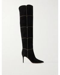 Gianvito Rossi - Clarice 85 Metallic Leather-Trimmed Suede Over-The-Knee Boots - Lyst