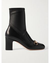 Gucci - Lady Horsebit-Embellished Paneled Leather Ankle Boots - Lyst