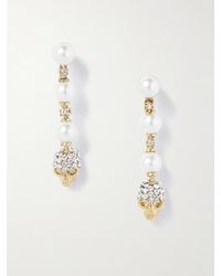 McQueen - Goldfarbene Ohrringe Mit Kunstperlen Und Kristallen - Lyst