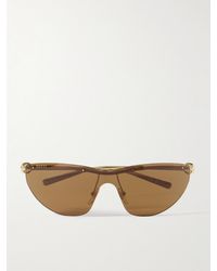 Gucci - Rahmenlose Goldfarbene Sonnenbrille Mit Cat-Eye-Gläsern - Lyst