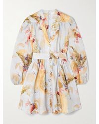 Zimmermann - Mini-Robe En Lin À Imprimé Fleuri Ascension - Lyst