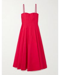 STAUD - Wylie Paneled Cotton-Blend Poplin Midi Dress - Lyst