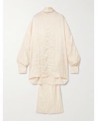KHAITE - Bex Open-Back Tie-Neck Crinkled Satin-Twill Top - Lyst