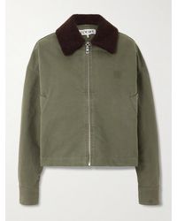 Loewe - Jacke Aus Baumwoll-Drillich Mit Shearling-Besatz - Lyst