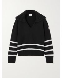 Moncler - Appliquéd Striped Wool And Cashmere-Blend Sweater - Lyst