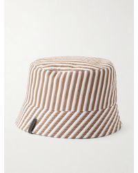 Brunello Cucinelli - Monili-Embellished Striped Cotton-Blend Twill Bucket Hat - Lyst