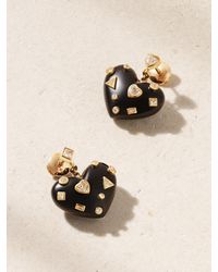 Yvonne Léon - Coeur Confettis 9-Karat, Onyx And Topaz Earrings - Lyst