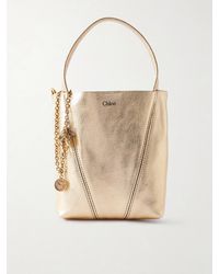 Chloé - Spin Small Embellished Paneled Textured-Leather Tote - Lyst