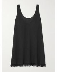 STAUD - Tillie Fringed Cotton-Gauze Mini Dress - Lyst