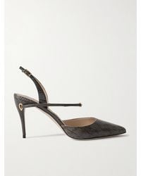 Jennifer Chamandi - Escarpins À Bouts Pointus Et À Brides Arrière En Couleuvre Elaphe Vittorio 85 - Lyst