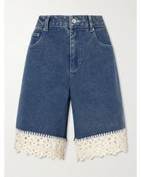 Sea - Stasia Crochet-Knit Denim Shorts - Lyst