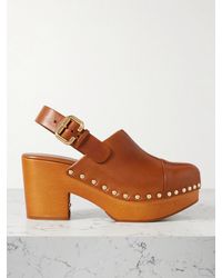 Chloé - Jeannette Studded Leather Slingback Platform Clogs - Lyst
