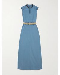 Brunello Cucinelli - Belted Embellished Cotton-Poplin Maxi Dress - Lyst
