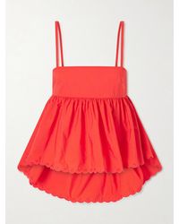 Cecilie Bahnsen - Selena Broderie Anglaise-Trimmed Cotton-Blend Top - Lyst