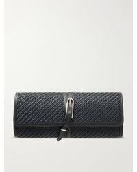 Liffner - Belted Leather-Trimmed Raffia Clutch - Lyst