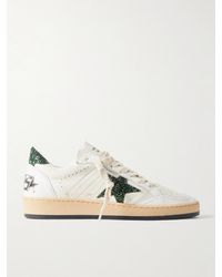 Golden Goose - Ballstar Glittered Distressed Leather Sneakers - Lyst