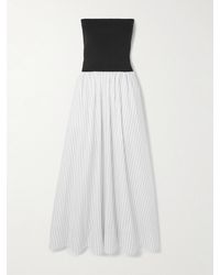 St. Agni - Strapless Jersey And Pinstriped Organic Cotton Maxi Dress - Lyst