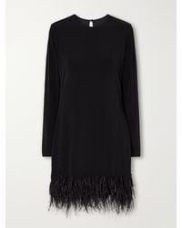 ANDRES OTALORA - Heredada Bead-Embellished Feather-Trimmed Crepe Mini Dress - Lyst