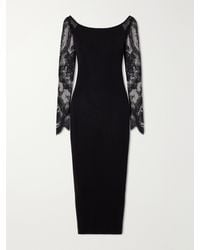 Valentino Garavani - Lace-Trimmed Wool-Blend Midi Dress - Lyst