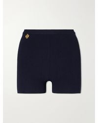 Saint Laurent - Logo-Embellished Ribbed Stretch-Jersey Shorts - Lyst