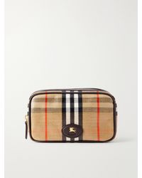 Burberry - Leather-Trimmed Checked Coated-Canvas Pouch - Lyst
