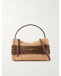 JW Anderson - Loafer Crocheted Suede-Trimmed Raffia Shoulder Bag - Lyst
