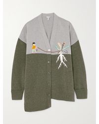 Loewe - Cardigan Asymétrique En Laine Mélangée À Broderies X Suna Fujita - Lyst