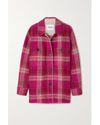 Étoile Isabel Marant Harveli Oversized Checked Flannel Coat - Pink