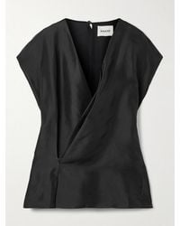 KHAITE - Mer Wrap-Effect Pleated Silk-Organza Blouse - Lyst