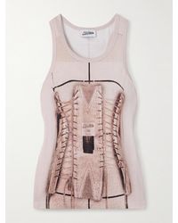 Jean Paul Gaultier - Trompe L'Oeil Printed Ribbed Cotton-Blend Jersey Tank - Lyst
