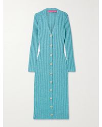 The Elder Statesman - June Ribbed Cotton, Linen And Silk-Blend Midi Dress - Lyst
