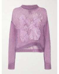 The Attico - Feather-Trimmed Crochet-Knit Mohair-Blend Sweater - Lyst