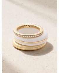 BY PARIAH - The Albert, Essential Stacking And Triple Eternity Set Of Three, 14-Karat Recycled, Agate And Diamond Rings - Lyst