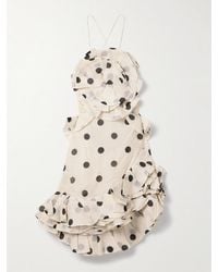 Zimmermann - Crush Ruffled Polka-Dot Linen And Silk-Blend Organza Mini Dress - Lyst