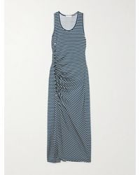 Rabanne - Asymmetrisches Midikleid Aus Gestreiftem Stretch-Jersey Mit Raffungen - Lyst