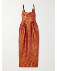 Christopher John Rogers - Pleated Striped Metallic Jacquard Maxi Dress - Lyst