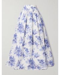 Carolina Herrera - Maxirock Aus Taft Mit Blumenprint Und Falten - Lyst