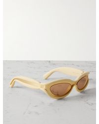 Bottega Veneta - Oval-Frame Acetate And-Tone Sunglasses - Lyst