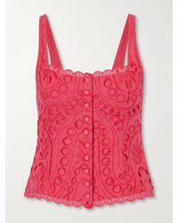 Charo Ruiz - Nereus Cropped Broderie Anglaise Cotton-Blend Top - Lyst
