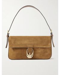STAUD - Harlow Buckled Suede Shoulder Bag - Lyst