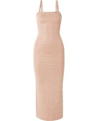 Hervé Léger Crystal-embellished Metallic Bandage Midi Dress - Pink