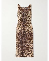 Dolce & Gabbana - Leopard-Print Silk-Blend Satin Midi Dress - Lyst